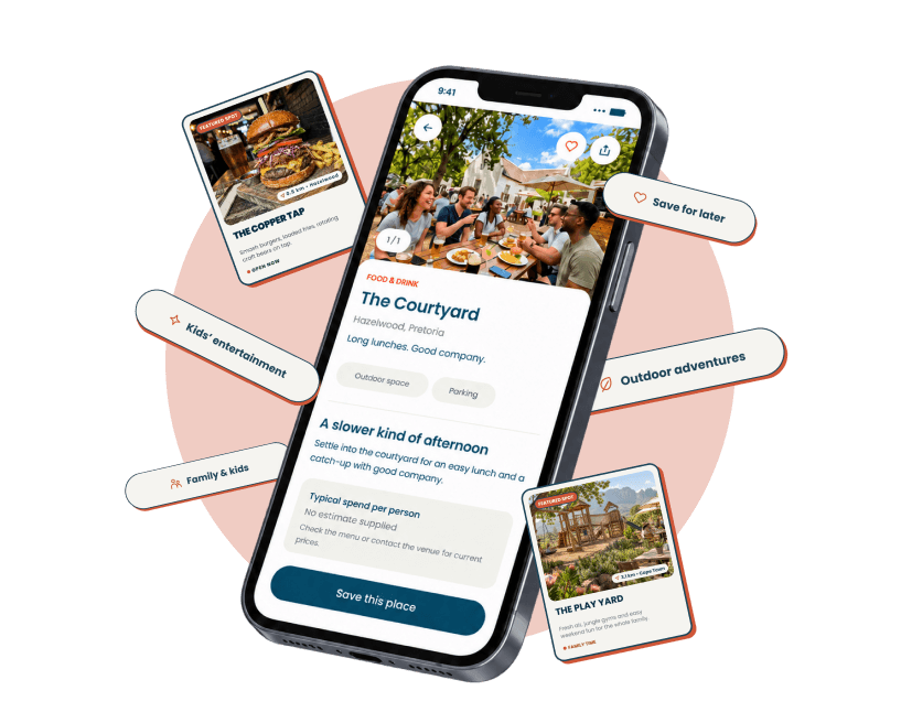 A Padvat venue listing with photos, nearby places and a Save for later badge